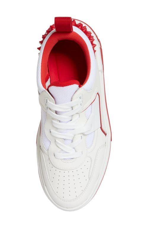 Shop Christian Louboutin Astroloubi Mixed Media Low Top Sneaker In J679 White/loubi