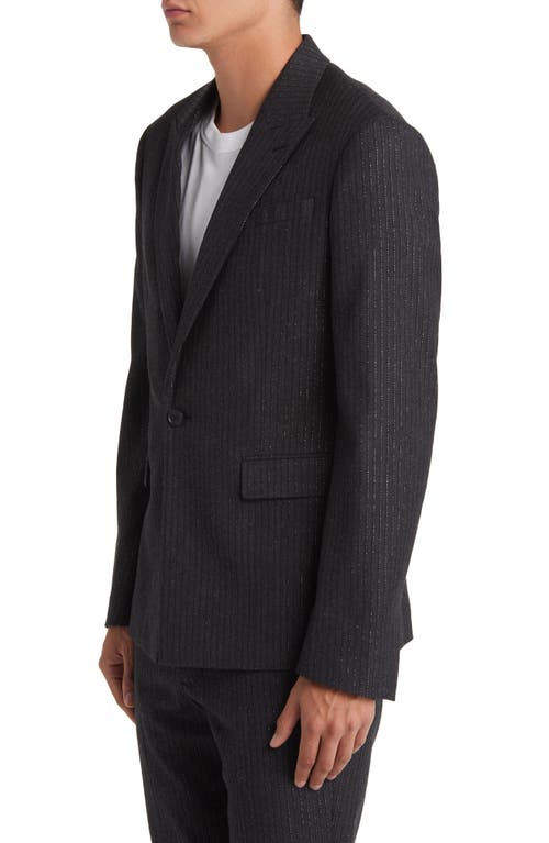Allsaints Androm Metallic Pinstripe Blazer In Charcoal Grey