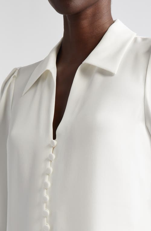 LAFAYETTE 148 LAFAYETTE 148 NEW YORK WIDE COLLAR PUFF SLEEVE SILK BLOUSE