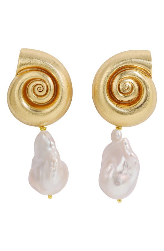 Shop Lili Claspe La Mer Baroque Pearl Drop Earrings In Gold