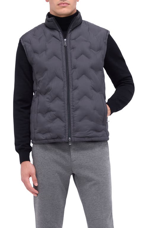 Shop Bugatchi Water Repellent Chevron Quilted Puffer Vest In Black