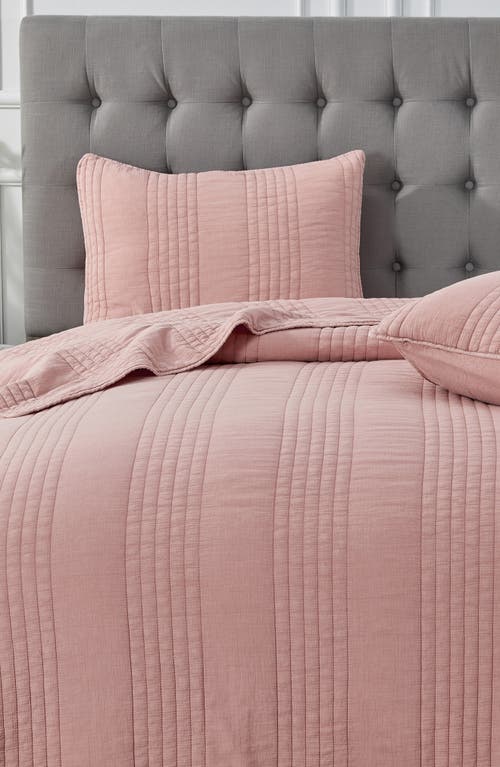 Melange Home Stone Washed Quilt & Sham Set In Dusty Pink