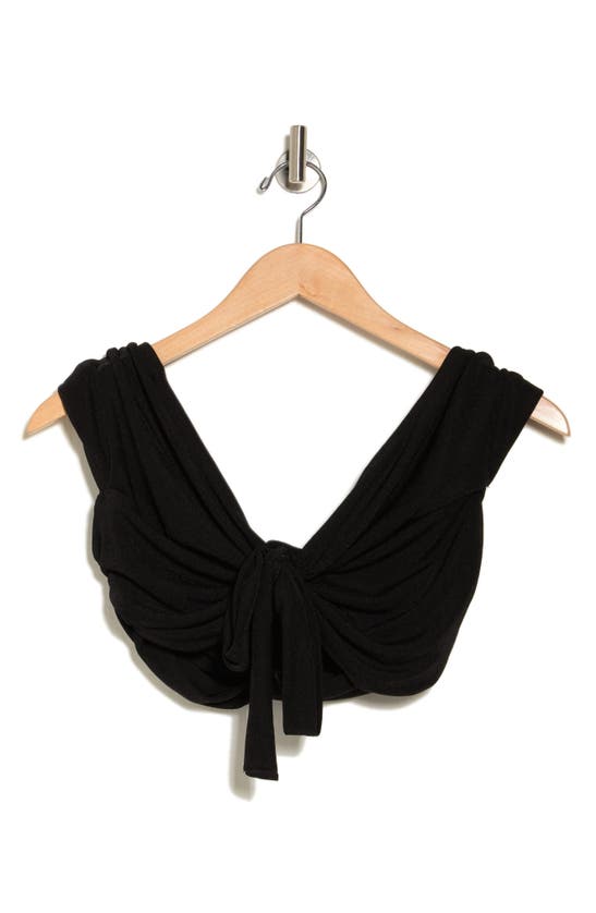 Shop Lisa Says Gah Luna Tie Front Crop Top In Black Slinky