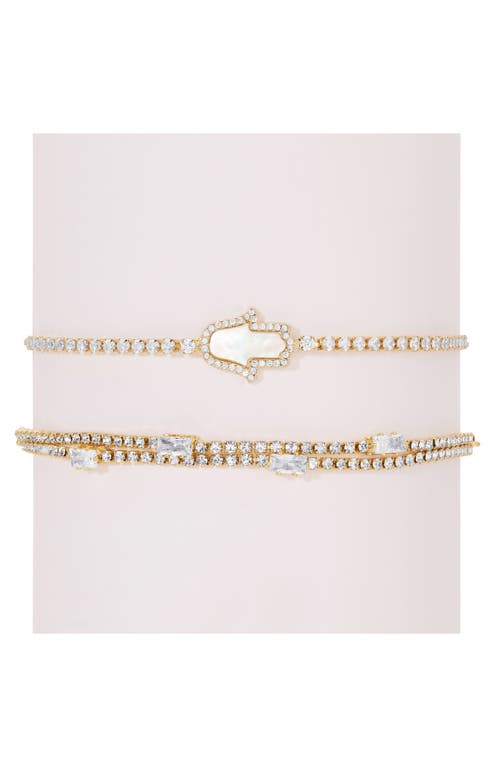 Eye Candy Los Angeles Nova Set Of 2 Cubic Zirconia Slider Bracelets In Gold