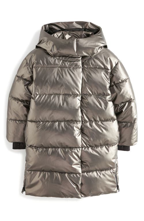 Shop Allsaints Sm By  Kids' Longline Hooded Puffer Jacket In Silver