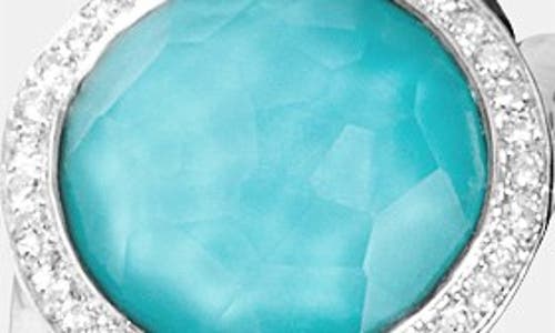 Ippolita Sterling Silver Stella Mini Lollipop Ring In Turquoise Doublet With Diamonds In Silver/turquoise