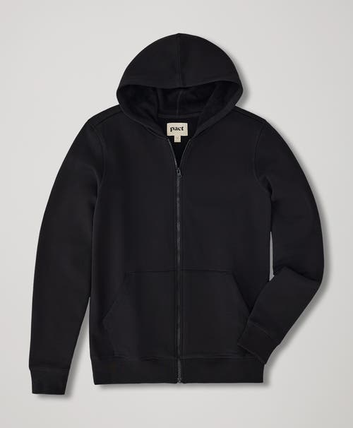 Shop Pact Organic Brushed Fleece Zip Hoodie In Black