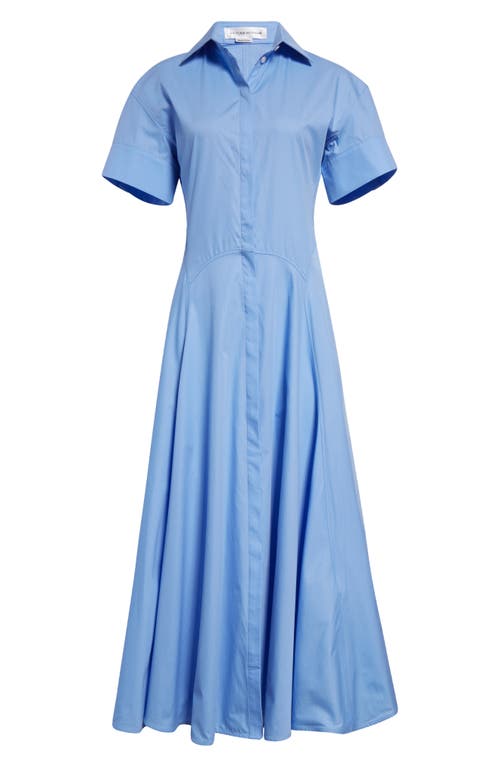 Shop Victoria Beckham Paneled Organic Cotton Poplin Shirtdress In Oxford Blue