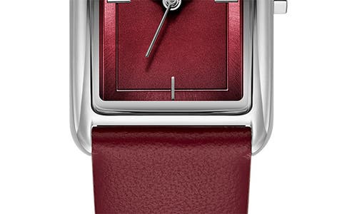 Shop Olivia Burton Grove Rectangular Leather Strap Watch, 23mm In Cranberry