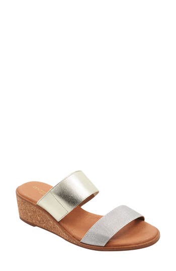 Andre Assous André Assous Gwenn Wedge Sandal In Silver/platino
