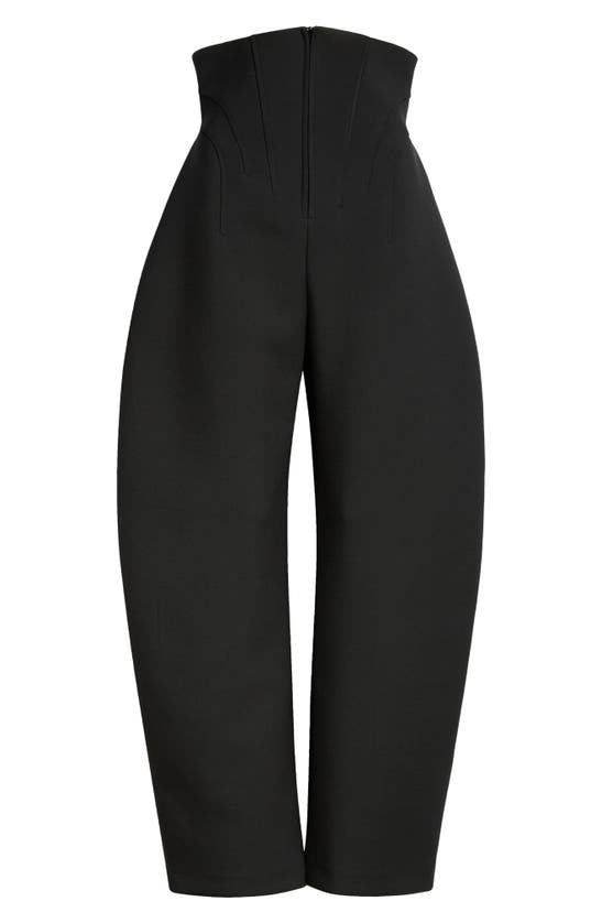 Shop Alaïa Stretch Wool Corset Trousers In Noir