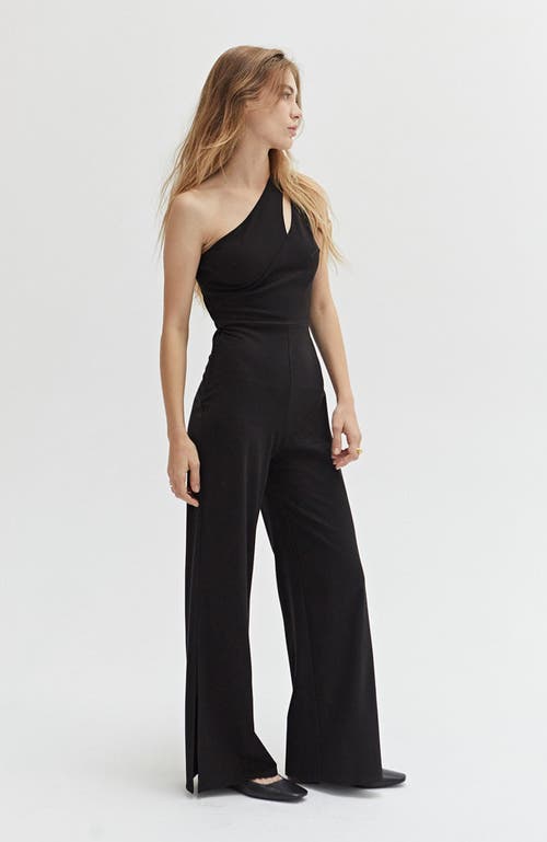 Shop Crescent One Shoulder Jumpsuit In Black