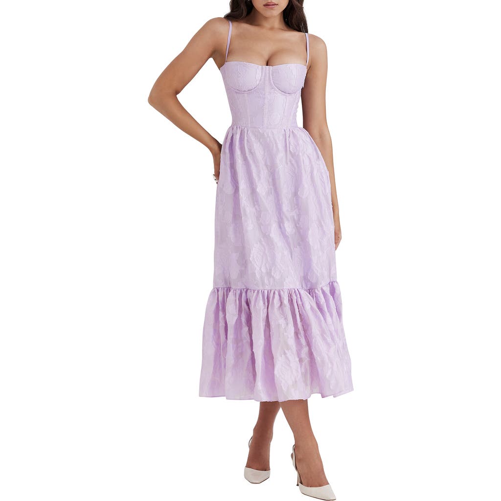 House Of Cb Mira Organza Corset Midi Dress In Pastel Lilac
