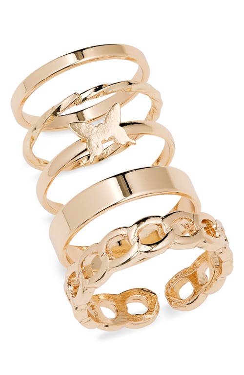 Set of 5 Rings in Gold