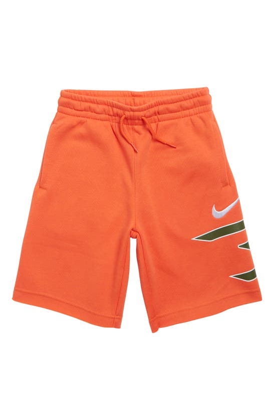 3 Brand Kids' Rwb Zone Fleece Shorts In Russet Orange Heather