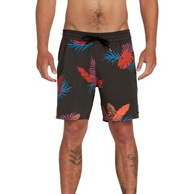 Volcom Bermuda Tropical Swim Trunks, Black