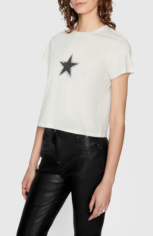 Shop Rebecca Minkoff Carlin Embellished Star Cotton Graphic Crop T-shirt In Coconut Milk