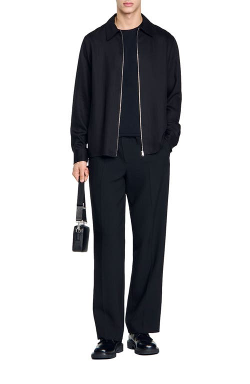 Shop Sandro Loose-fit Zip-up Shirt In Black