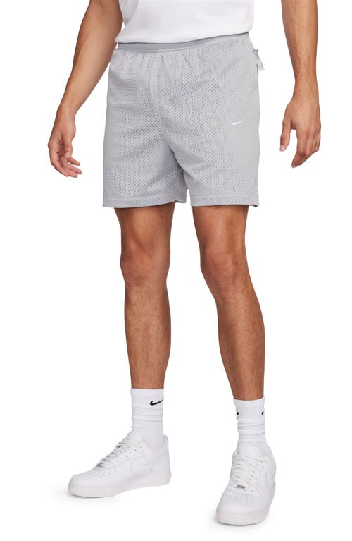 Shop Nike Solo Swoosh Mesh Athletic Shorts In Light Smoke Grey/white