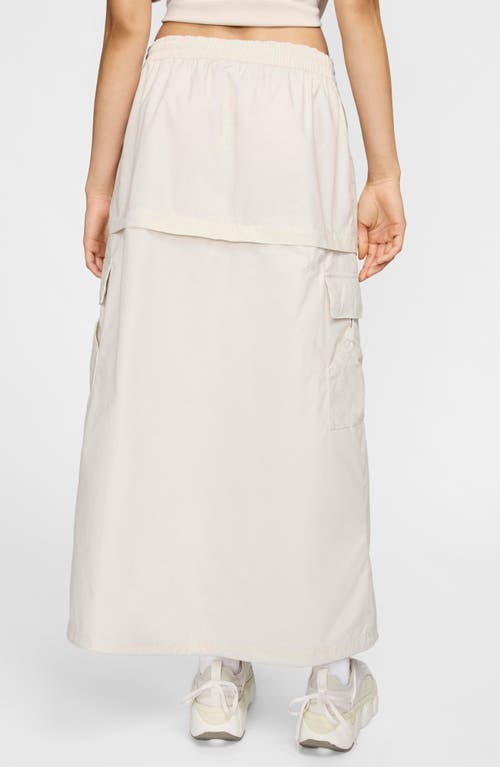 Nike Women's Sportswear Essential Mid-rise Woven Cargo Midi Skirt In Light Orewood Brown/black