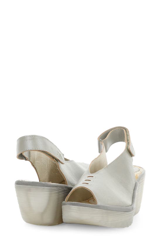 Shop Fly London Yeay Peep Toe Sandal In Silver Borgogna