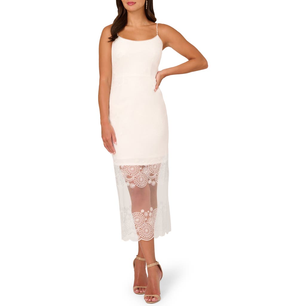 Adrianna Papell Embroidered Sequin Column Dress In Ivory