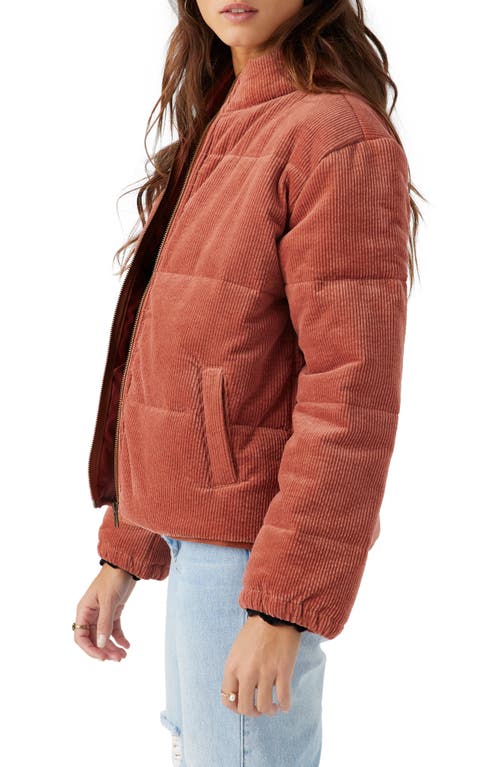 Shop O'neill Novah Quilted Corduroy Jacket In Cedar Wood