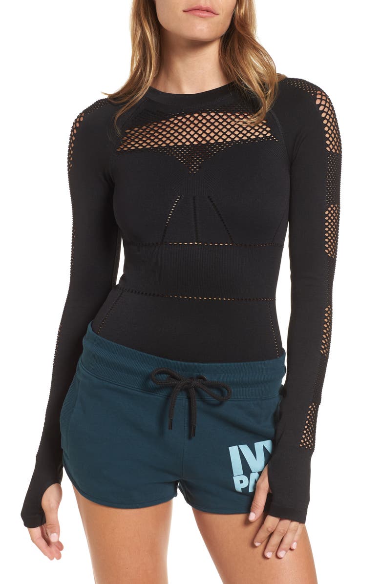 IVY PARK<SUP>®</SUP> Net Bodysuit, Main, color, Black