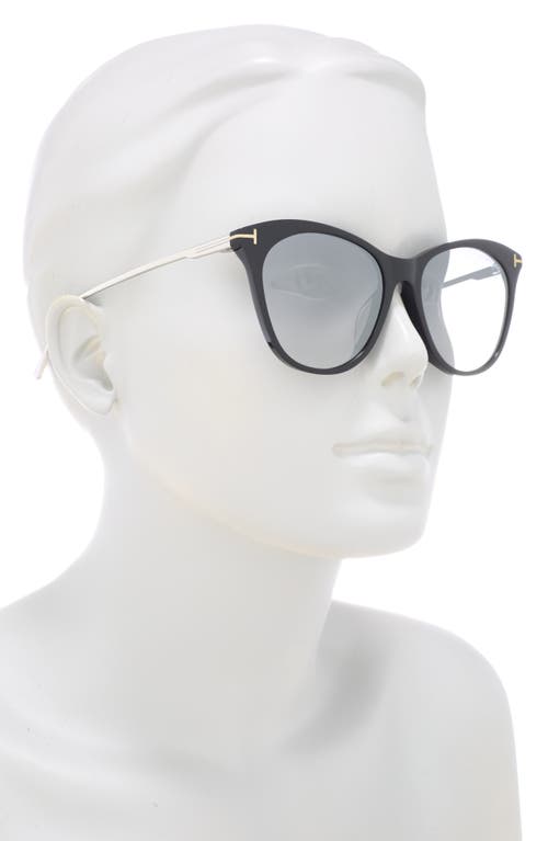 Shop Tom Ford 55mm Cat Eye Sunglasses In Shiny Black/smoke Mirror