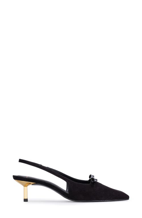 Black Suede Studio Adore Slingback Kitten Heel Pump In Black Suede
