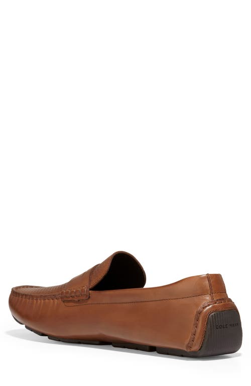 Shop Cole Haan Grand Laser Driving Penny Loafer In British Tan/java