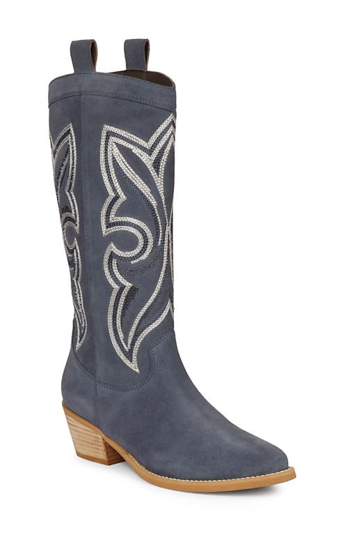 Martina Pointed Toe Western Boot in Denim