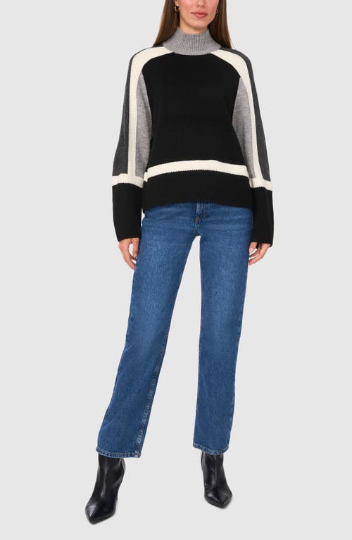 Shop Halogenr Halogen(r) Colorblock Mock Neck Sweater In Rich Black