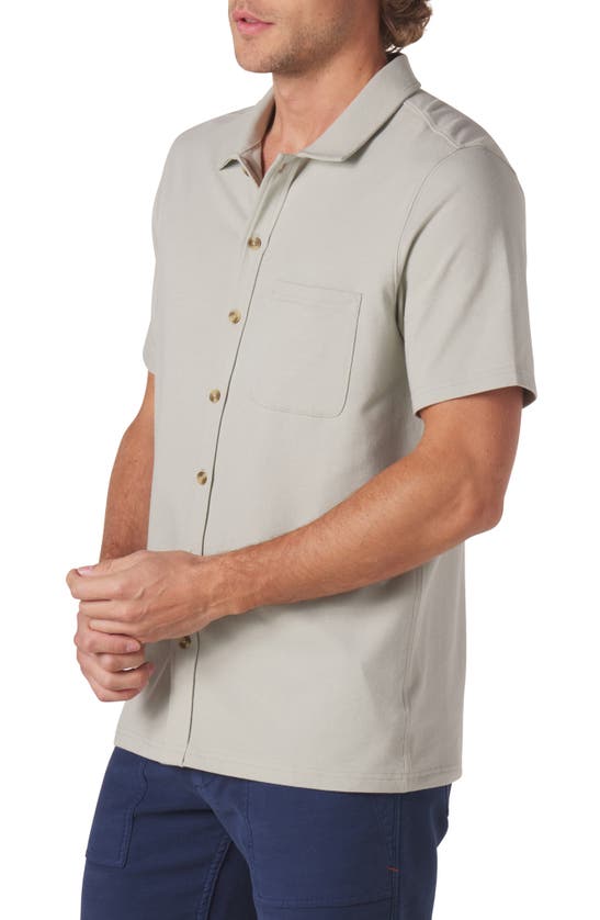 The Normal Brand Puremeso Solid Short Sleeve Knit Button-up Shirt In Sage