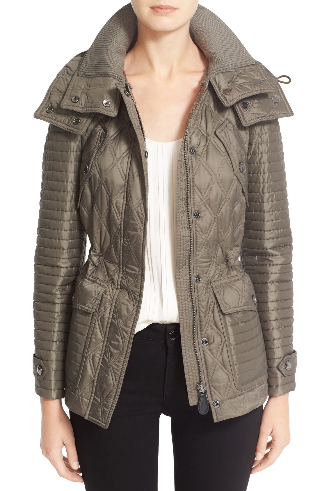 burberry mid length quilted coat