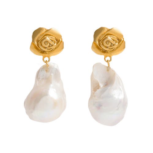 Shop Freya Rose Rose Baroque Pearl Drops In Gold