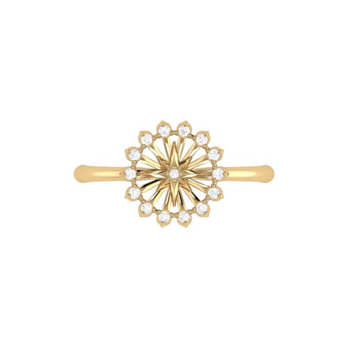 Shop Luvmyjewelry Starburst Yellow Gold Plated Sterling Silver Diamond Ring In 14kt Gold Vermeil On Sterling