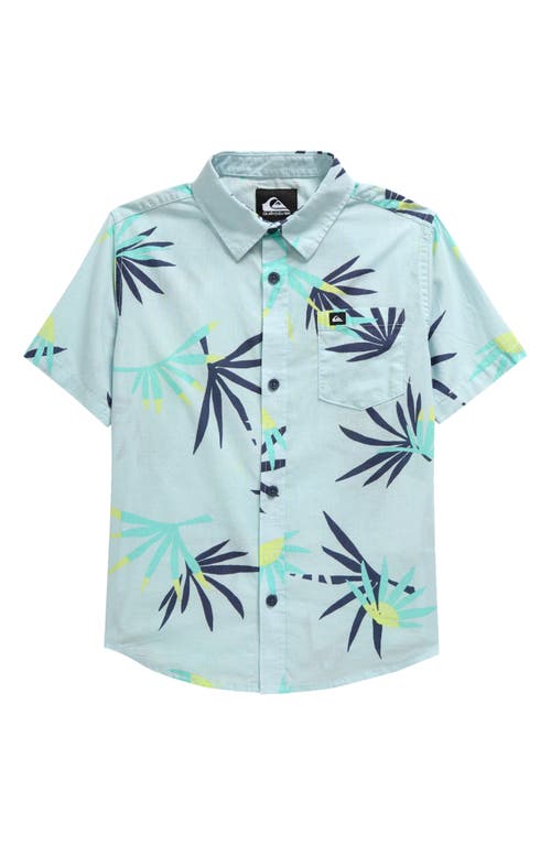 Shop Quiksilver Kids' Palms Classics Short Sleeve Button-up Shirt In Ice Flow