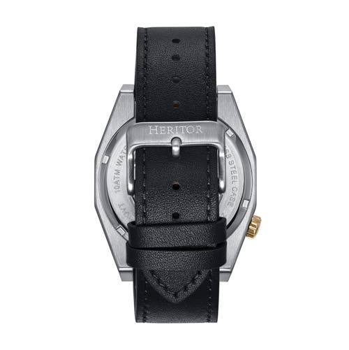 Heritor Automatic Amadeus Semi-skeleton Leather-band Watch In Gold/black