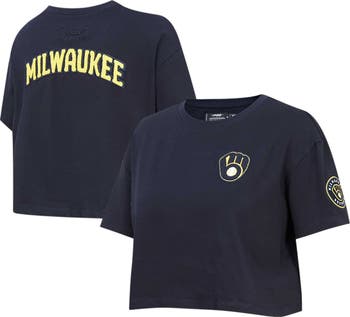 PRO STANDARD Women's Pro Standard Navy Milwaukee Brewers Classic Team Boxy  Cropped T-Shirt