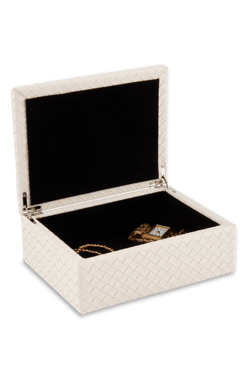 Bey-berk Anastasia Woven Leather Trinket Box In Cream