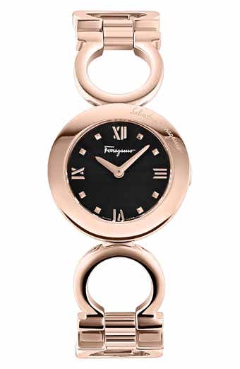 Salvatore Ferragamo Women's Double Gancini Mini Quartz Analog Rose Gold  Stainless Steel Bracelet Watch