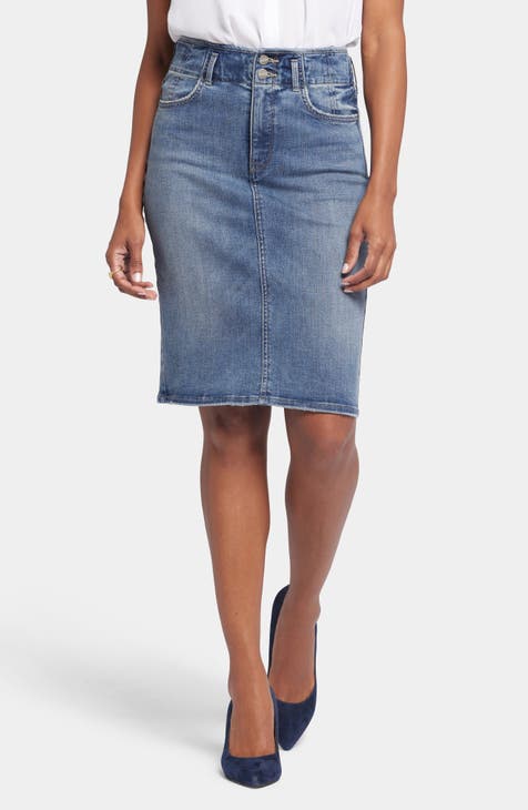 Denim skirt above knee best sale