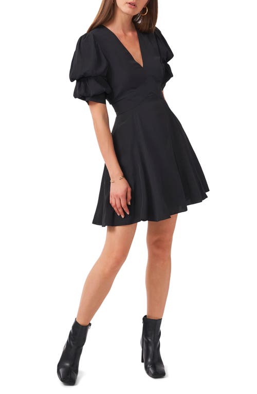 1.STATE Tiered Bubble Sleeve Dress in Navy Blue