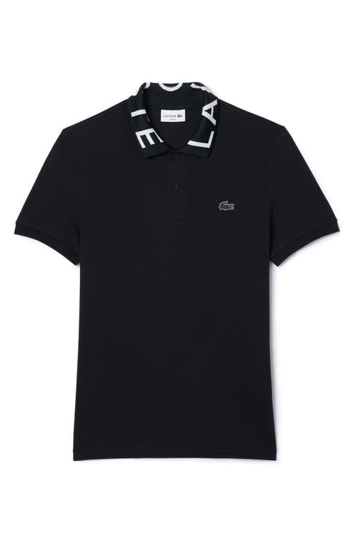 Lacoste Semi Fancy Slim Fit Piqué Knit Polo In Black