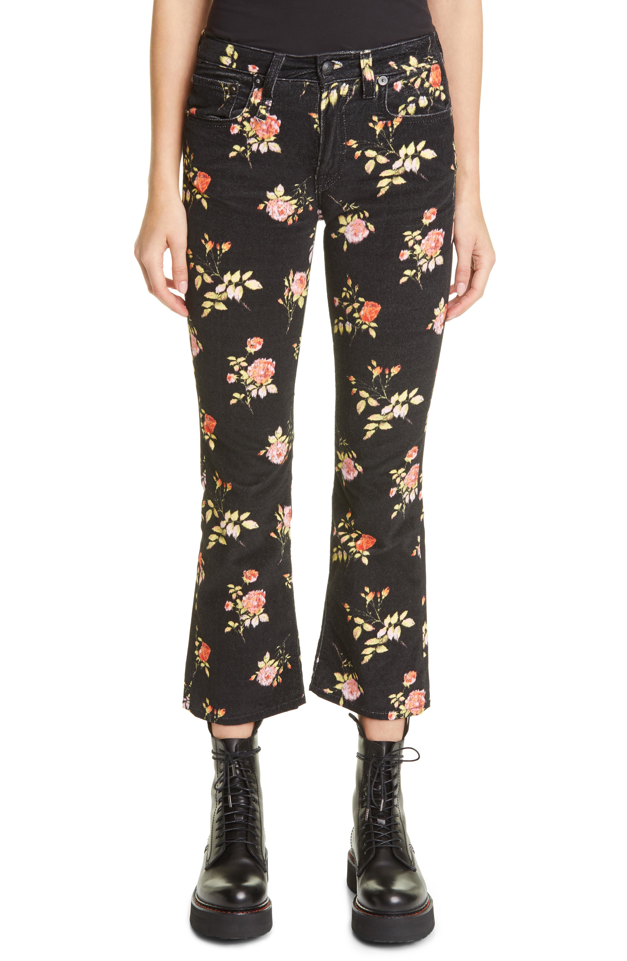 Black floral jeans Clearance