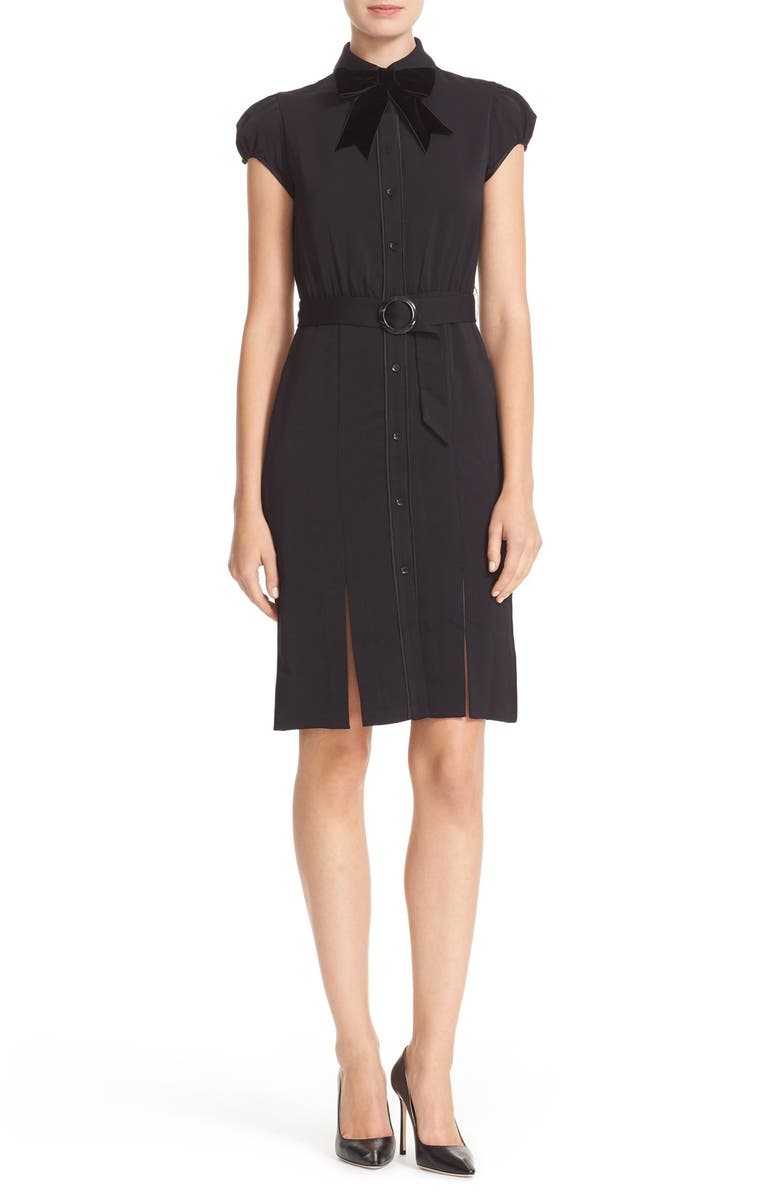 Alice + Olivia Carie Belted Multi Slit Shirtdress with Bow Tie | Nordstrom
