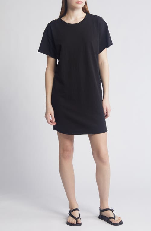 Nation LTD Rowan Shoulder Snap T-Shirt Dress Jet Black at Nordstrom,