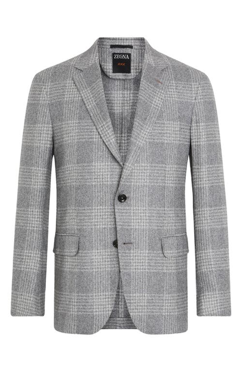 ZEGNA Couture Glen Plaid Silk & Cashmere Sport Coat in Light Grey 