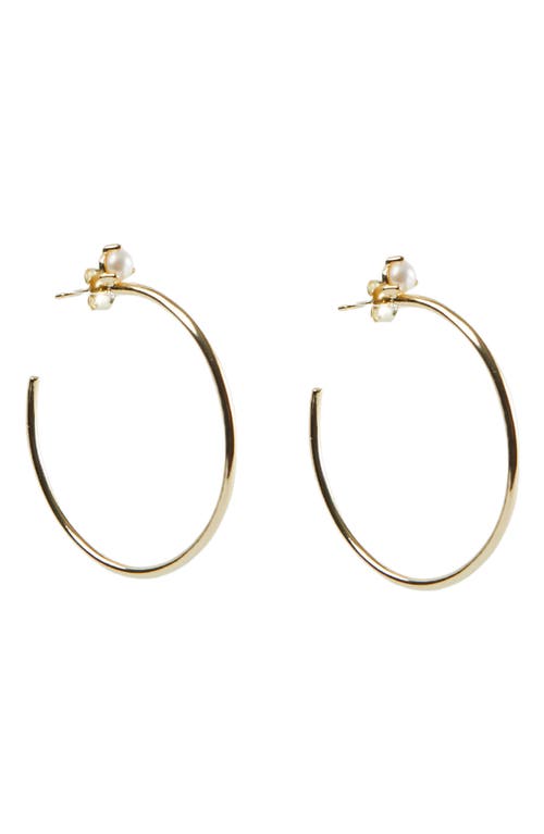Semiprecious Stone Hoop Earrings in Gold/Pearl